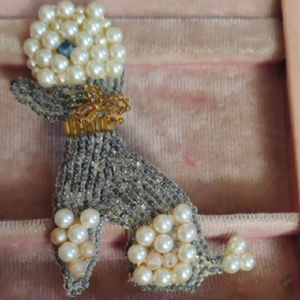 Very Vintage Bedazzled Poodle Applique